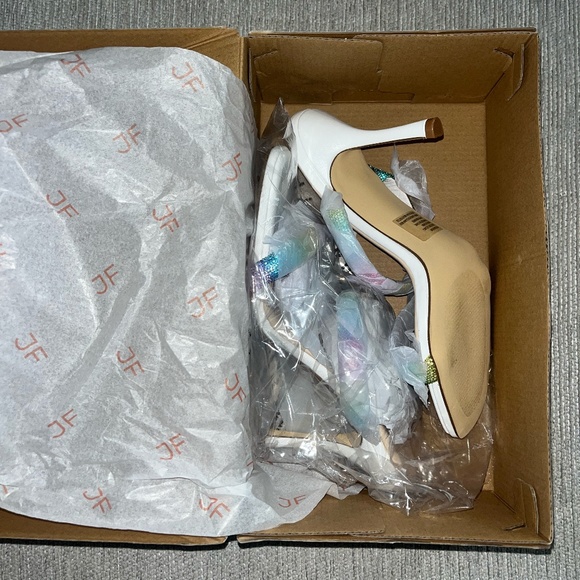 NIB Pastel Rainbow Rhinestone Sandal Heels - Picture 6 of 8